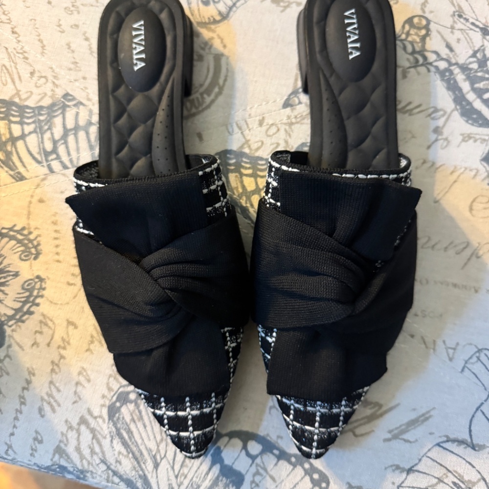 Vivaia YaffaPro Black Tweed Pointed-Toe Knot Womens Size 8 - Picture 2 of 5